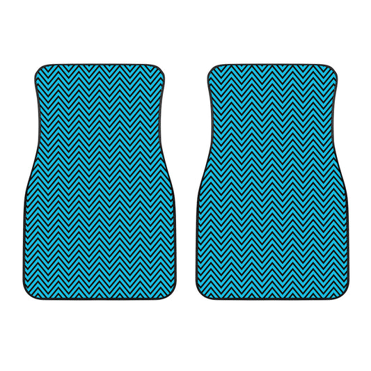 Black And Blue Chevron Pattern Print Front Car Floor Mats