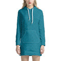 Black And Blue Chevron Pattern Print Pullover Hoodie Dress