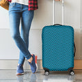 Black And Blue Chevron Pattern Print Luggage Cover