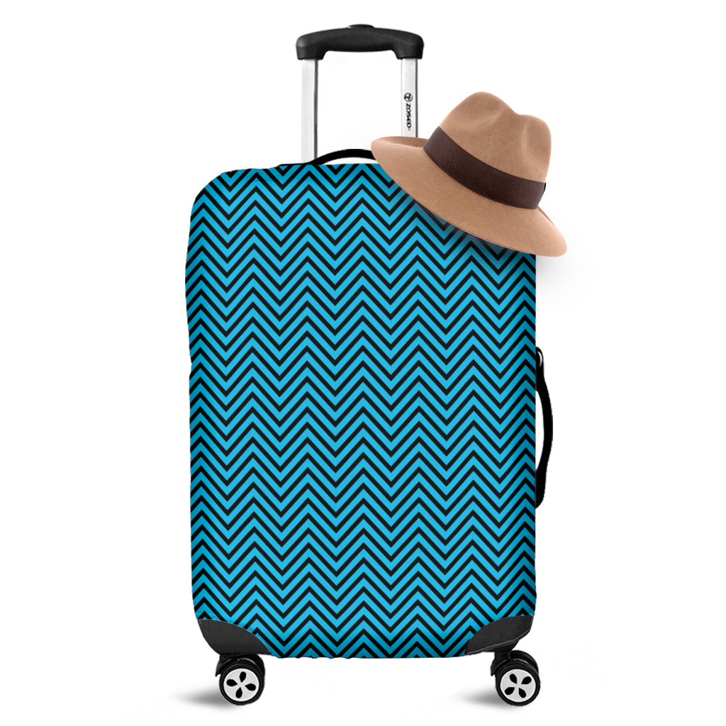 Black And Blue Chevron Pattern Print Luggage Cover