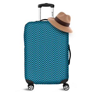Black And Blue Chevron Pattern Print Luggage Cover