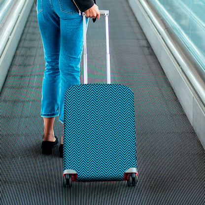 Black And Blue Chevron Pattern Print Luggage Cover