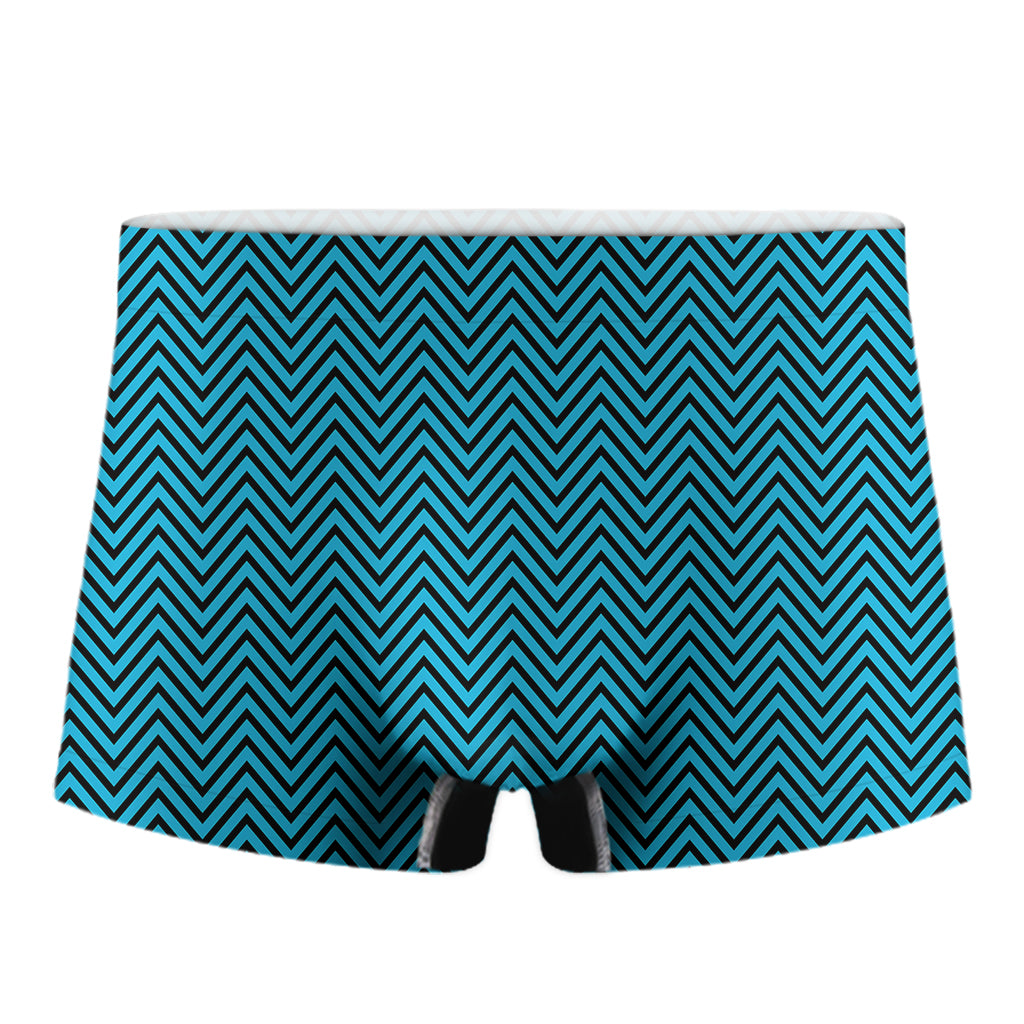Black And Blue Chevron Pattern Print Men's Boxer Briefs