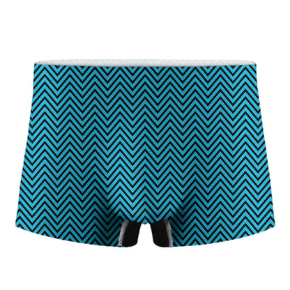Black And Blue Chevron Pattern Print Men's Boxer Briefs