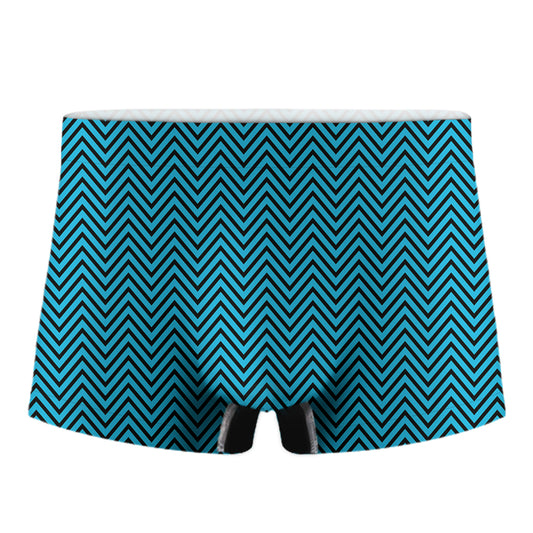 Black And Blue Chevron Pattern Print Men's Boxer Briefs