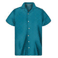 Black And Blue Chevron Pattern Print Men's Short Sleeve Shirt