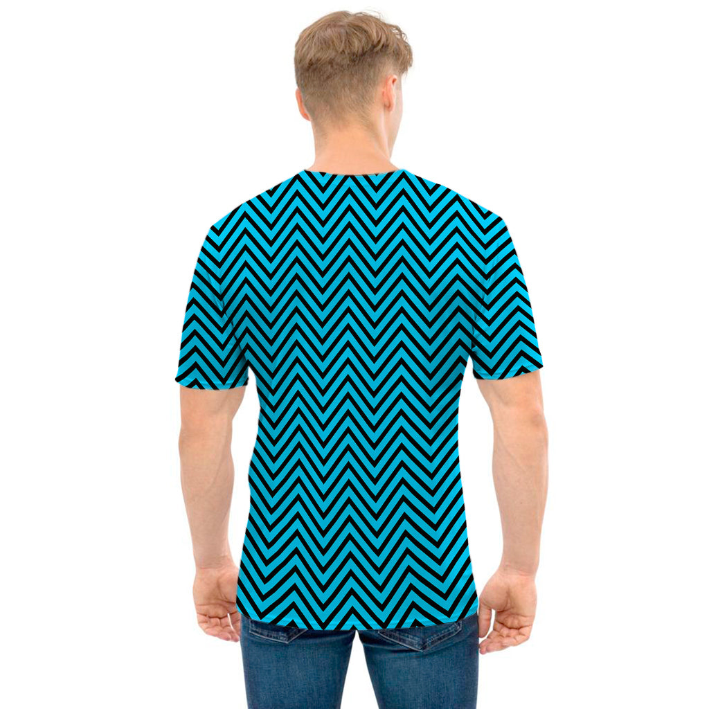 Black And Blue Chevron Pattern Print Men's T-Shirt