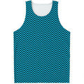 Black And Blue Chevron Pattern Print Men's Tank Top