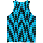 Black And Blue Chevron Pattern Print Men's Tank Top