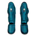 Black And Blue Chevron Pattern Print Muay Thai Shin Guards