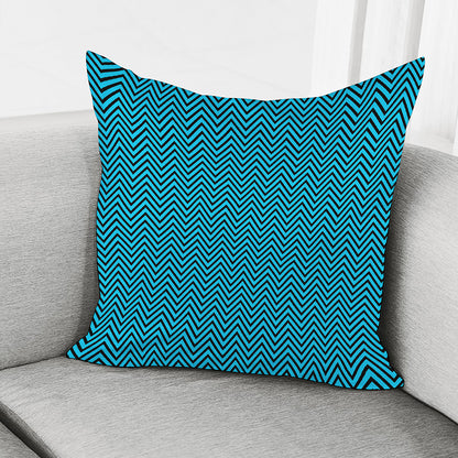Black And Blue Chevron Pattern Print Pillow Cover