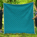 Black And Blue Chevron Pattern Print Quilt