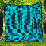 Black And Blue Chevron Pattern Print Quilt