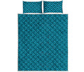 Black And Blue Chevron Pattern Print Quilt Bed Set