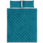 Black And Blue Chevron Pattern Print Quilt Bed Set