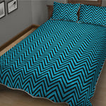 Black And Blue Chevron Pattern Print Quilt Bed Set