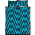 Black And Blue Chevron Pattern Print Quilt Bed Set