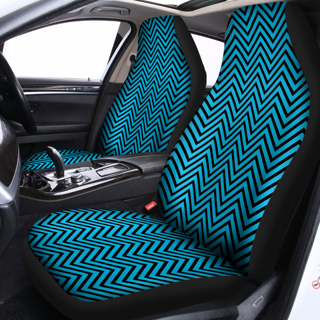 Black And Blue Chevron Pattern Print Universal Fit Car Seat Covers