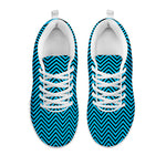 Black And Blue Chevron Pattern Print White Sneakers