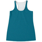 Black And Blue Chevron Pattern Print Women's Racerback Tank Top
