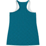 Black And Blue Chevron Pattern Print Women's Racerback Tank Top