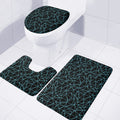 Black And Blue Geometric Mosaic Print 3 Piece Bath Mat Set