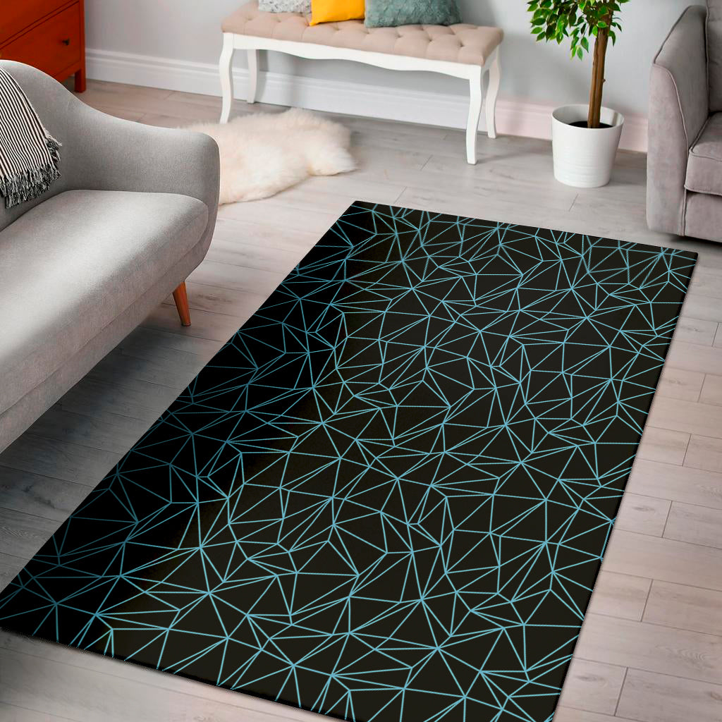 Black And Blue Geometric Mosaic Print Area Rug