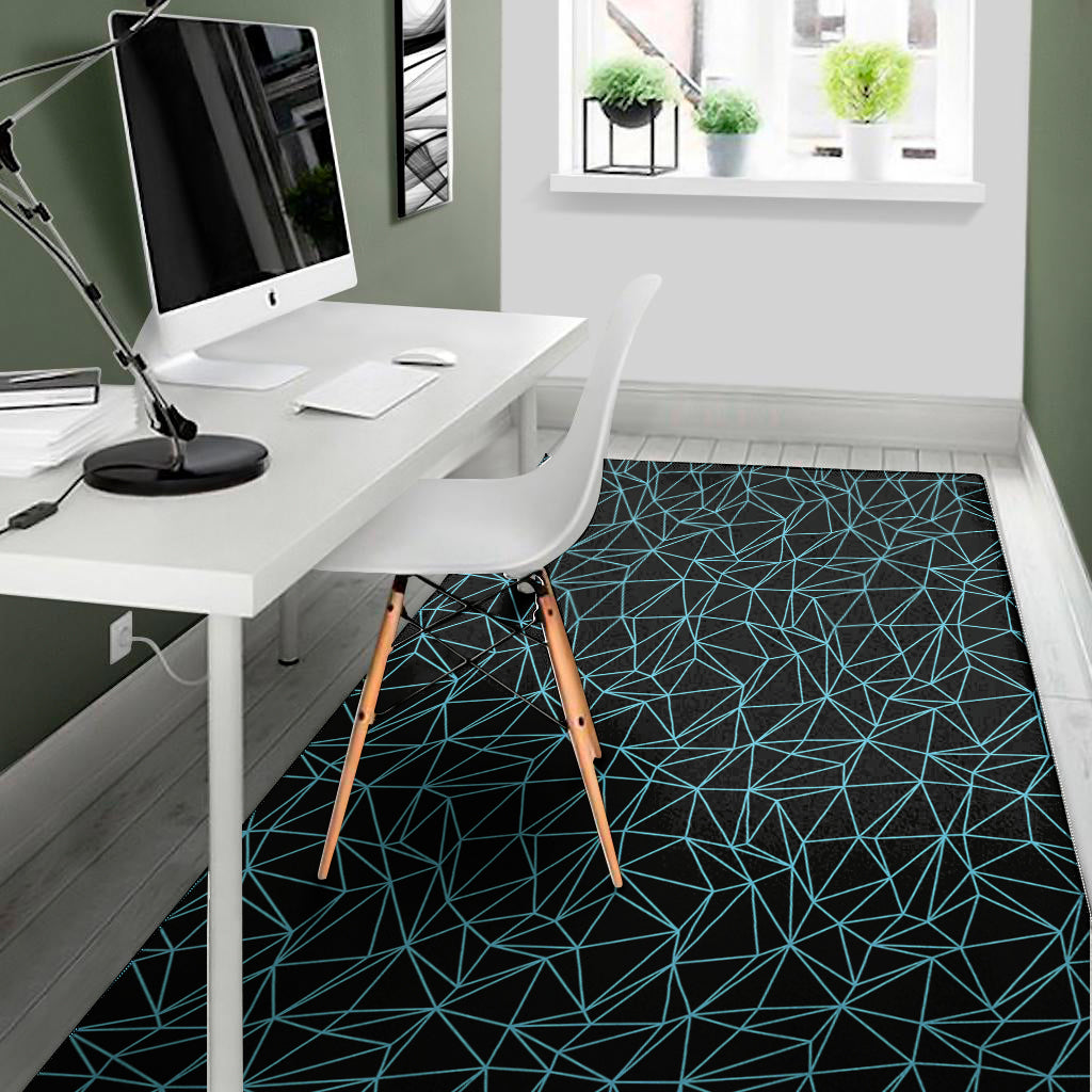 Black And Blue Geometric Mosaic Print Area Rug