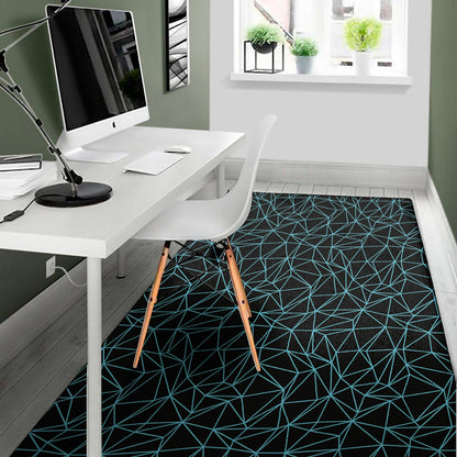 Black And Blue Geometric Mosaic Print Area Rug