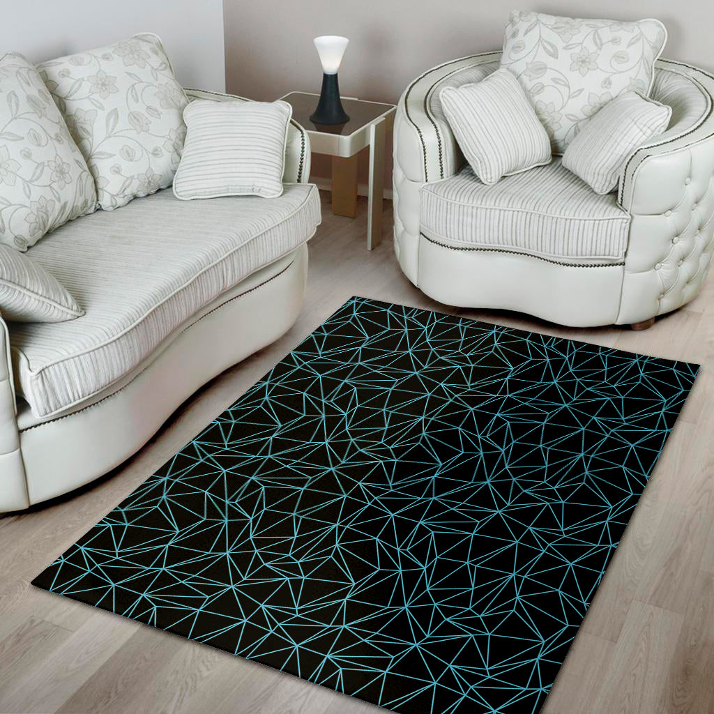 Black And Blue Geometric Mosaic Print Area Rug
