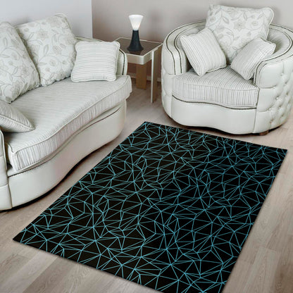 Black And Blue Geometric Mosaic Print Area Rug