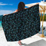 Black And Blue Geometric Mosaic Print Beach Sarong Wrap