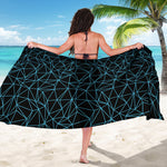 Black And Blue Geometric Mosaic Print Beach Sarong Wrap
