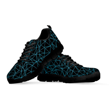 Black And Blue Geometric Mosaic Print Black Sneakers