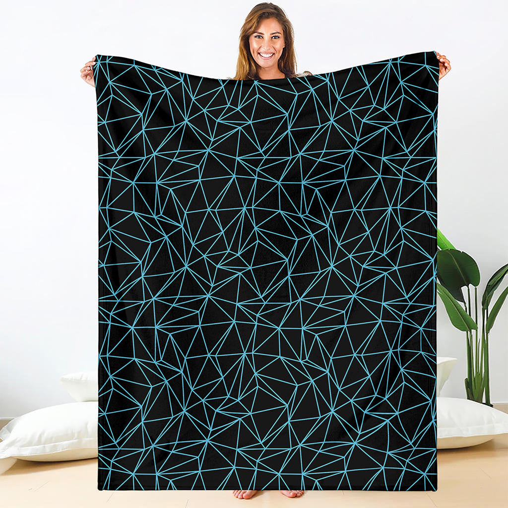 Black And Blue Geometric Mosaic Print Blanket