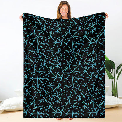 Black And Blue Geometric Mosaic Print Blanket
