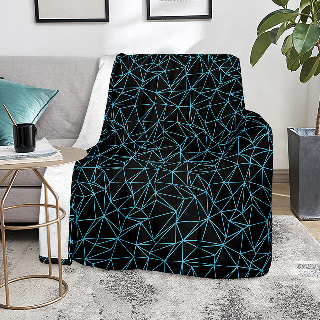Black And Blue Geometric Mosaic Print Blanket