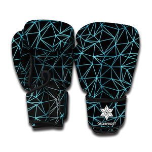 Black And Blue Geometric Mosaic Print Boxing Gloves