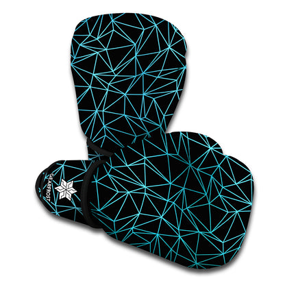 Black And Blue Geometric Mosaic Print Boxing Gloves