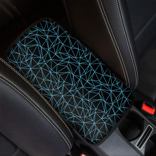 Black And Blue Geometric Mosaic Print Car Center Console Cover