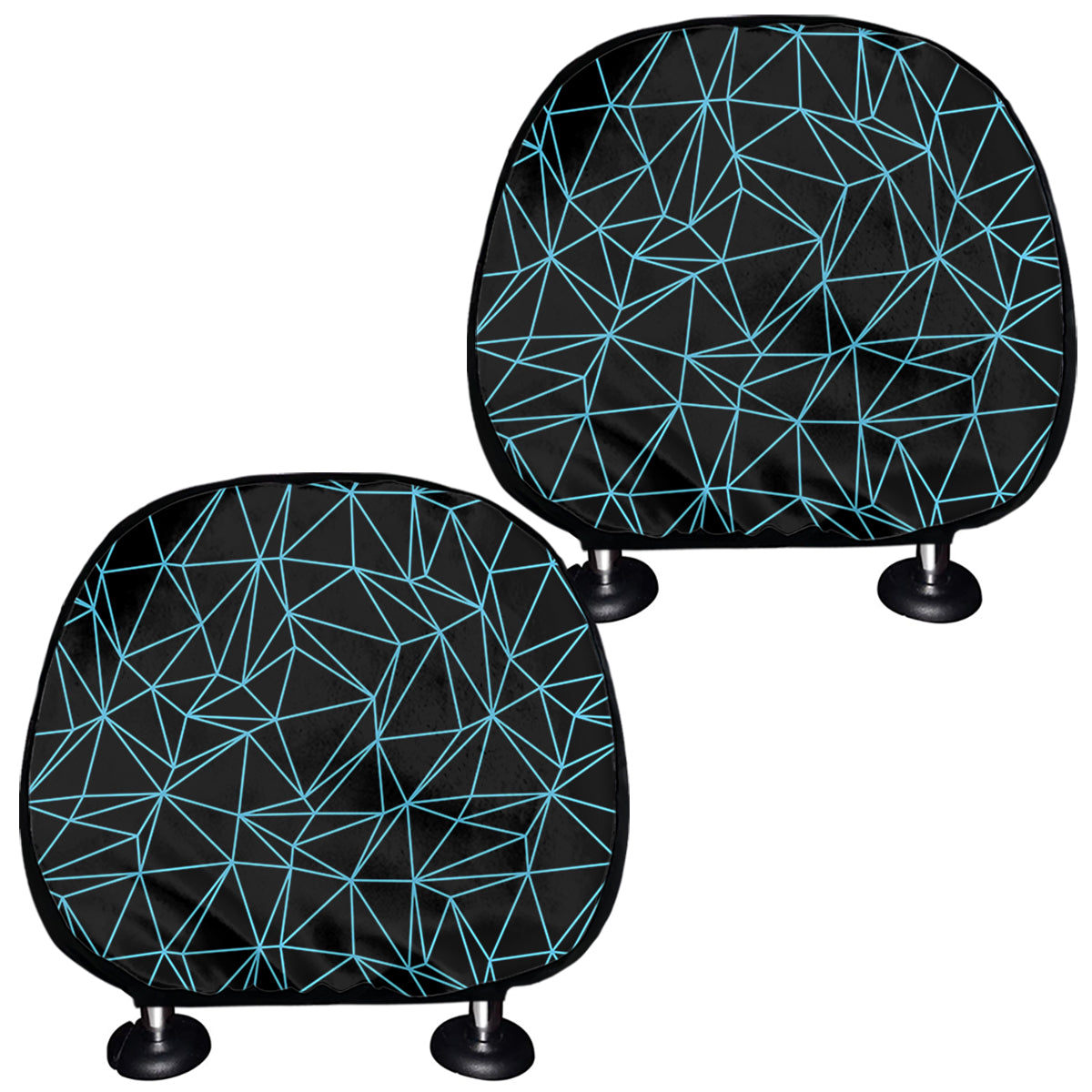 Black And Blue Geometric Mosaic Print Car Headrest Covers