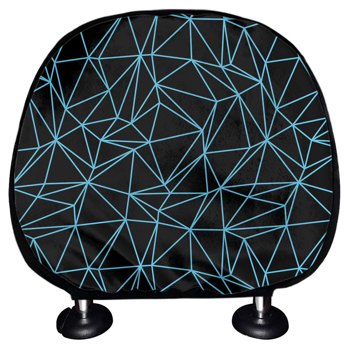 Black And Blue Geometric Mosaic Print Car Headrest Covers