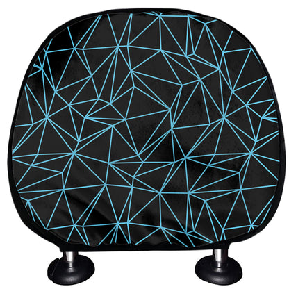 Black And Blue Geometric Mosaic Print Car Headrest Covers