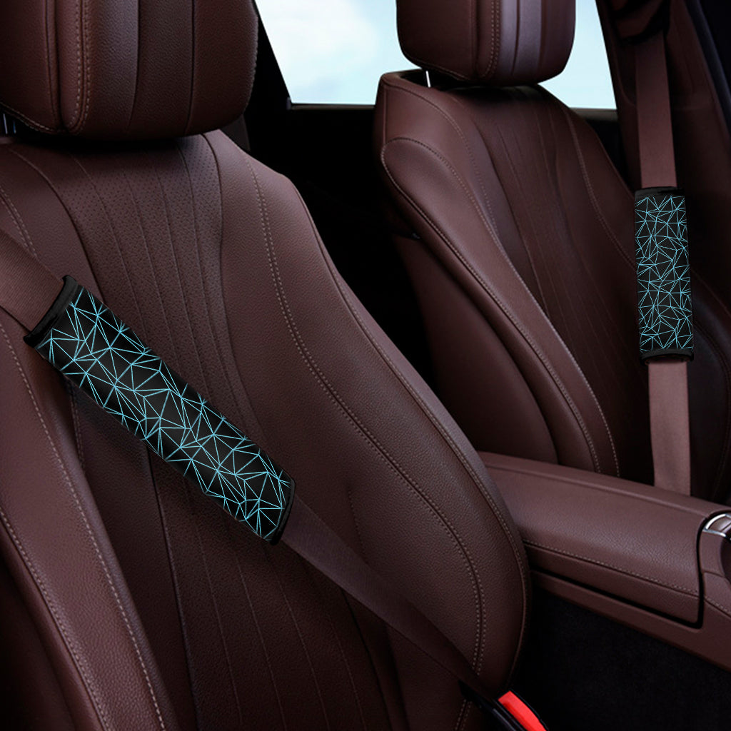 Black And Blue Geometric Mosaic Print Car Seat Belt Covers