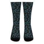 Black And Blue Geometric Mosaic Print Crew Socks