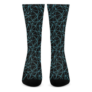 Black And Blue Geometric Mosaic Print Crew Socks