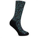 Black And Blue Geometric Mosaic Print Crew Socks