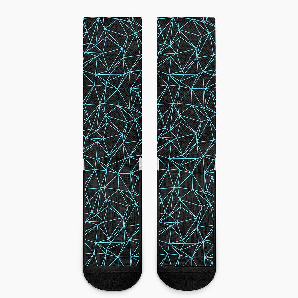 Black And Blue Geometric Mosaic Print Crew Socks