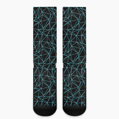 Black And Blue Geometric Mosaic Print Crew Socks