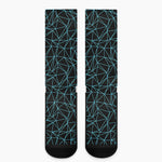 Black And Blue Geometric Mosaic Print Crew Socks